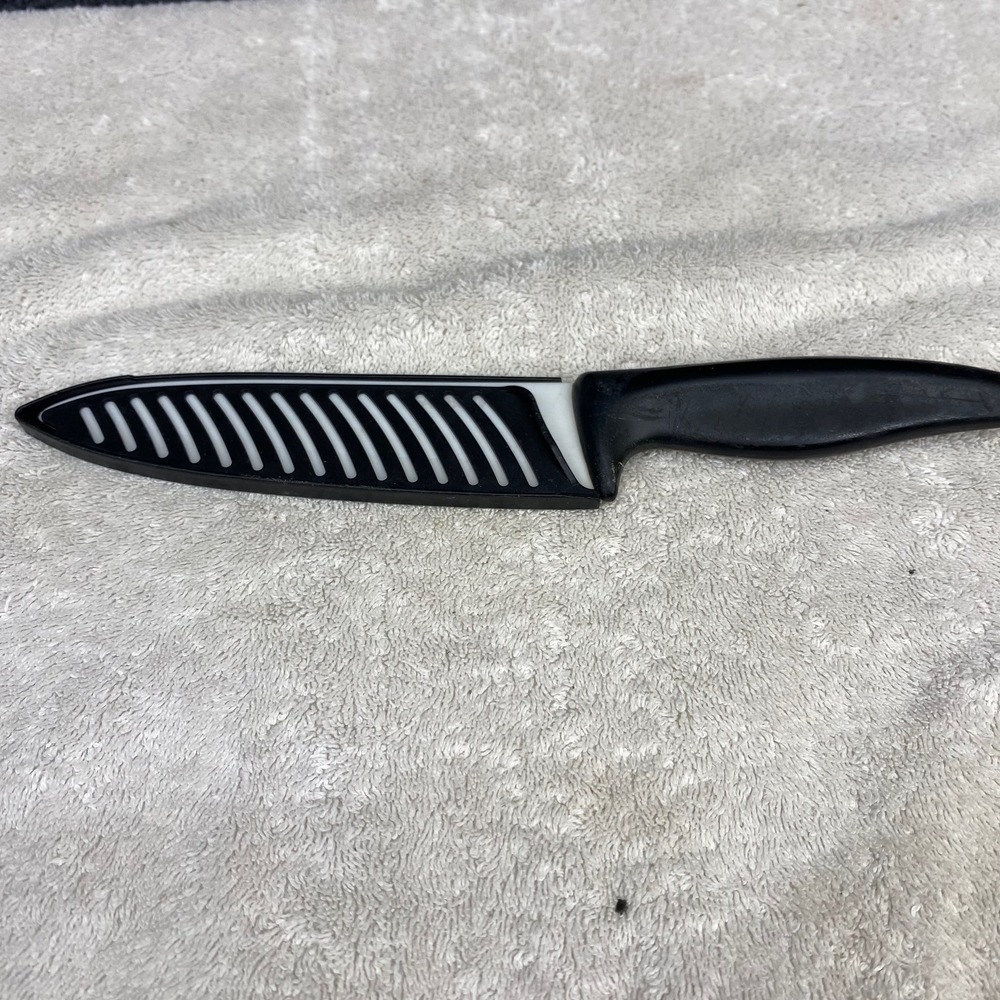 Farberware Ceramic Chef Knife White Blade Black Handle with Protective Sheath